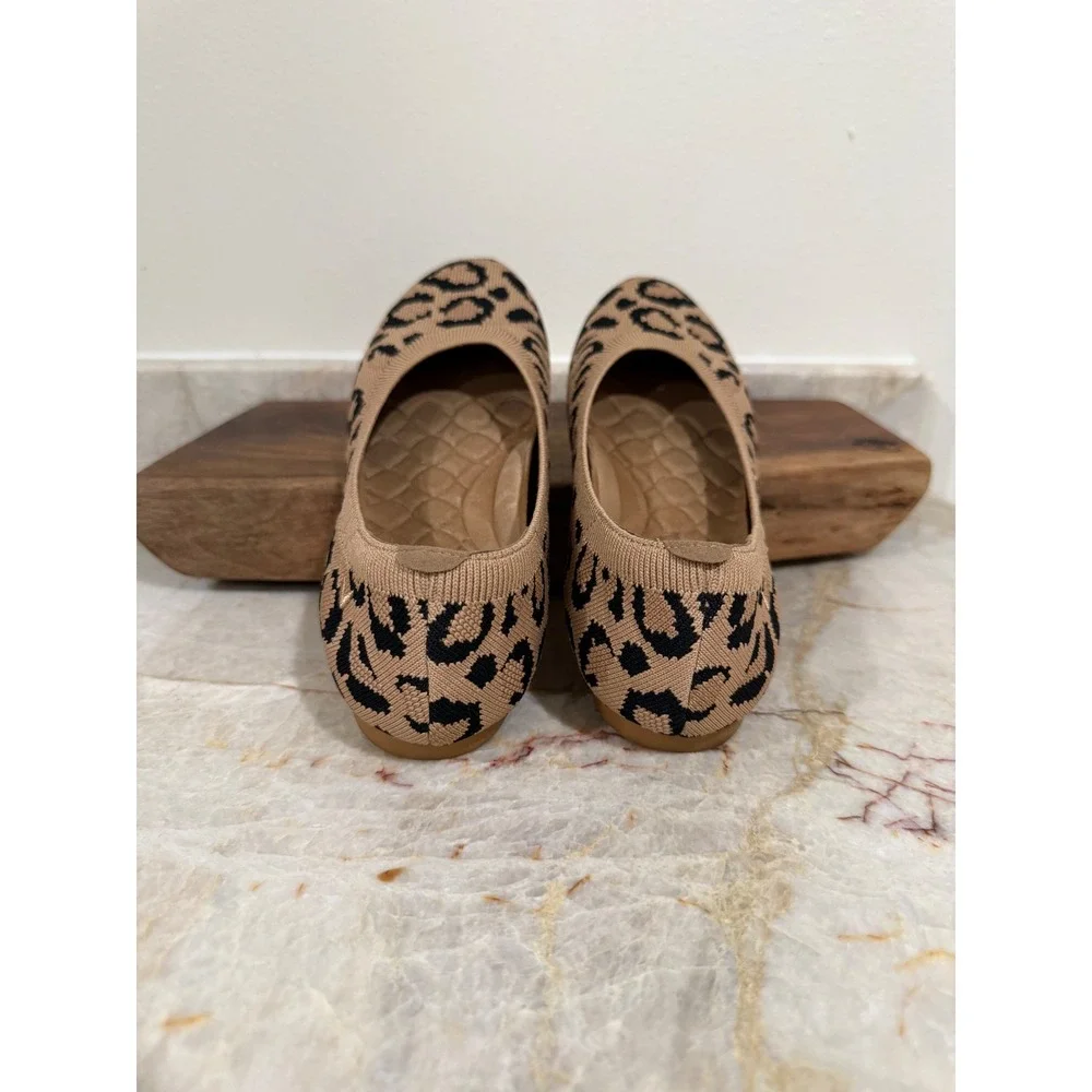 VIVAIA Claire Dark Leopard Knit Round Toe Ballet Flats Size 37 US 6.5